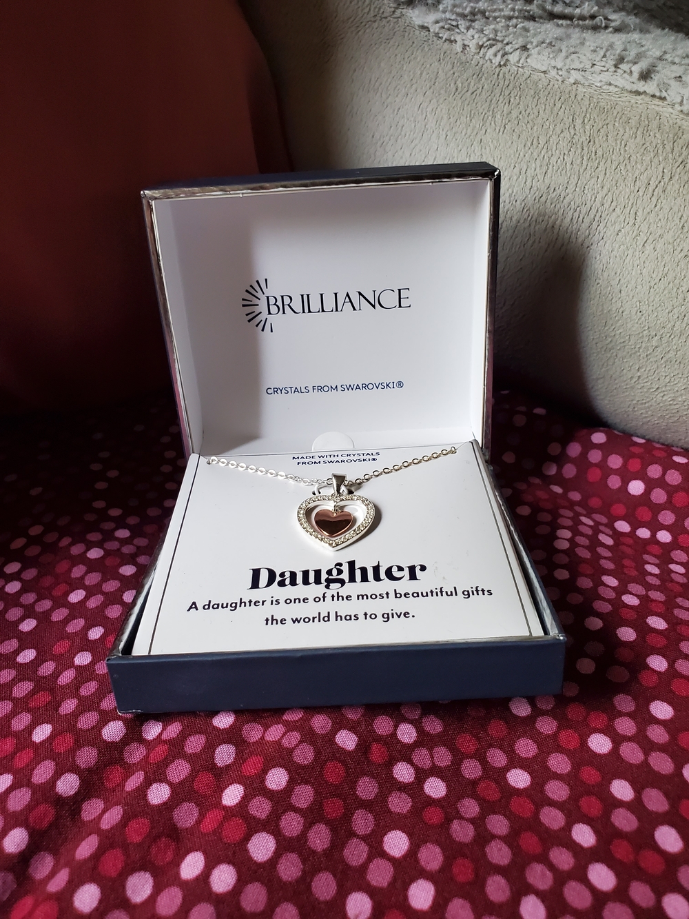 Kohl's Silver Heart Pendant Necklace with Pink Center